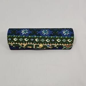 Vintage Eyeglass Case 1960's Mod MCM Retro Hard Shell Snap Tribal Pattern?